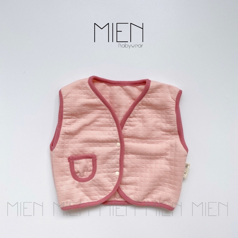 (A01) Áo gile cotton chần bông vintage cho bé gái MIEN