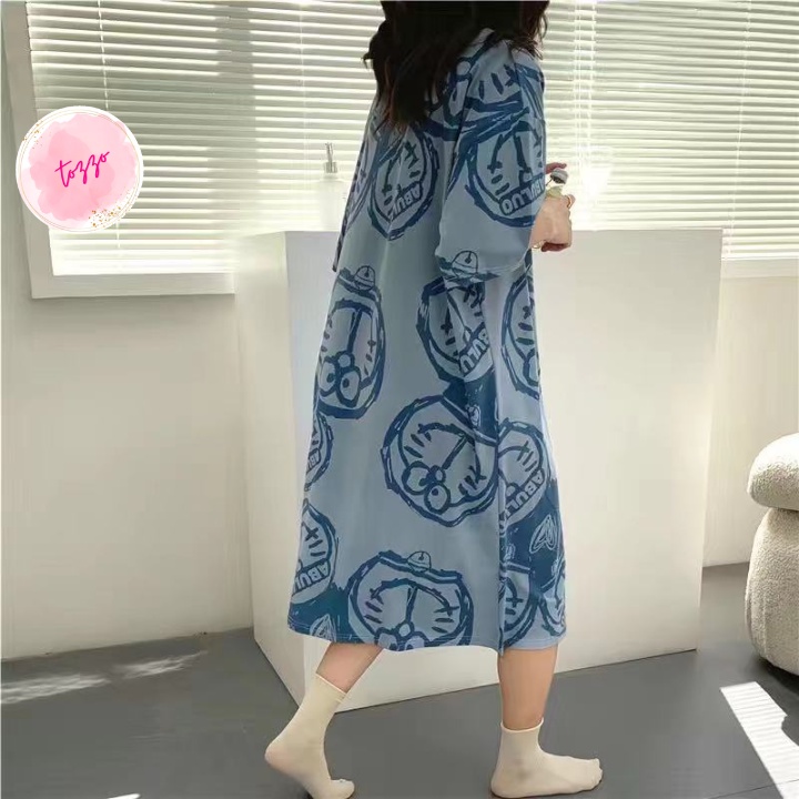 Đầm ngủ bigsize cute dễ thương TOZZO dáng suông in hoạt hình mặc nhà mùa hè VC01