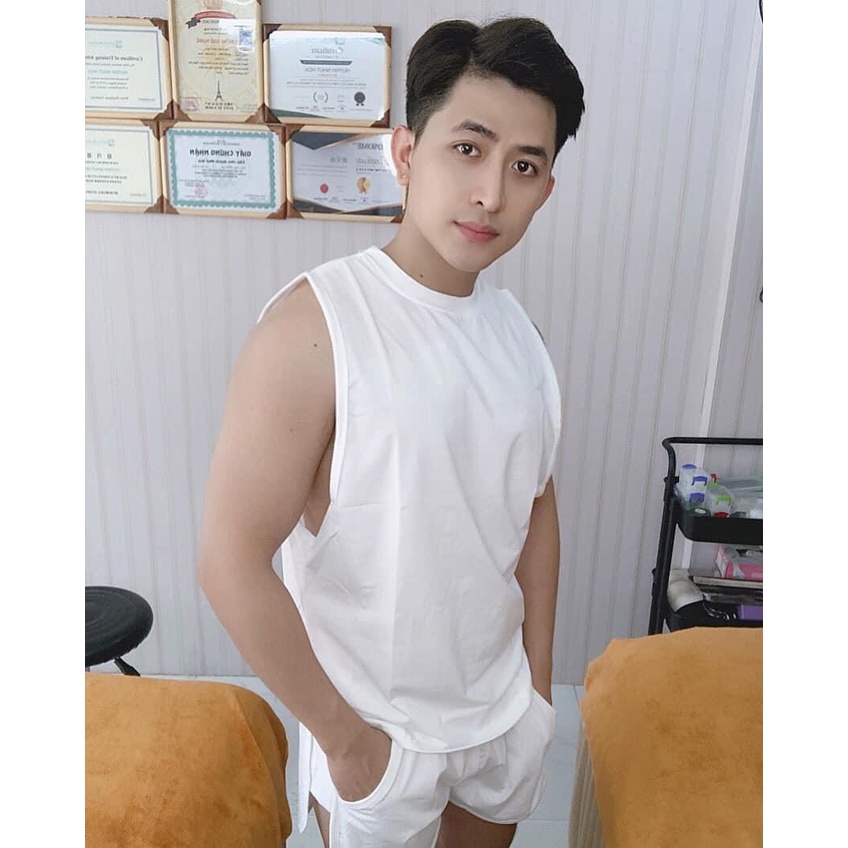Bộ đồ ngủ Nam, Màu trơn, Bộ Unisex, thể thao tập gym, đồ mặc nhà, siêu Mát mặc nhà ngủ, thoáng mát, dễ thương, Tralavin