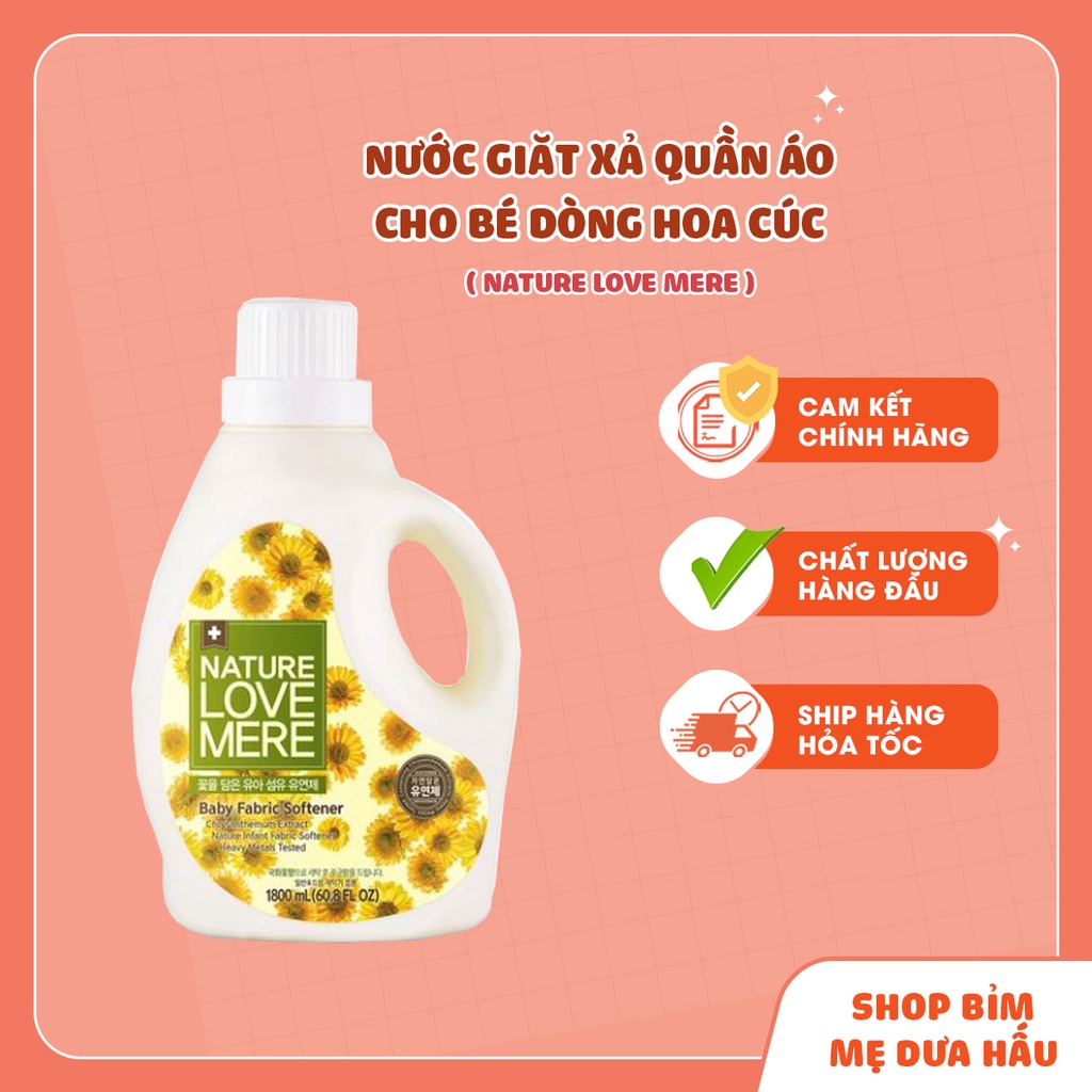 NƯỚC GIẶT/XẢ QUẦN ÁO TRẺ EM NATURE LOVE MERE HOA CÚC 1800ml/1300ml