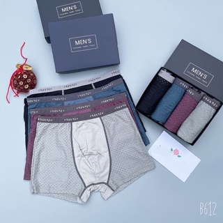 Hộp 4 boxer nam thun lạnh thông hơi xuất nhật, quần lót nam đùi thun lạnh, quần boxer nam cao cấp