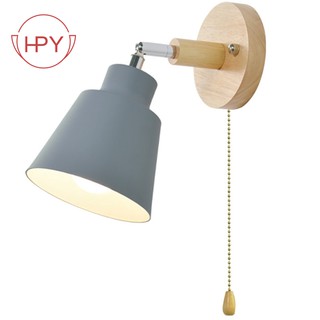 Đèn ngủ gắn tường bằng gỗ có công tắc có thể xoay tự do tiện dụng độc đáo cho phòng ngủ