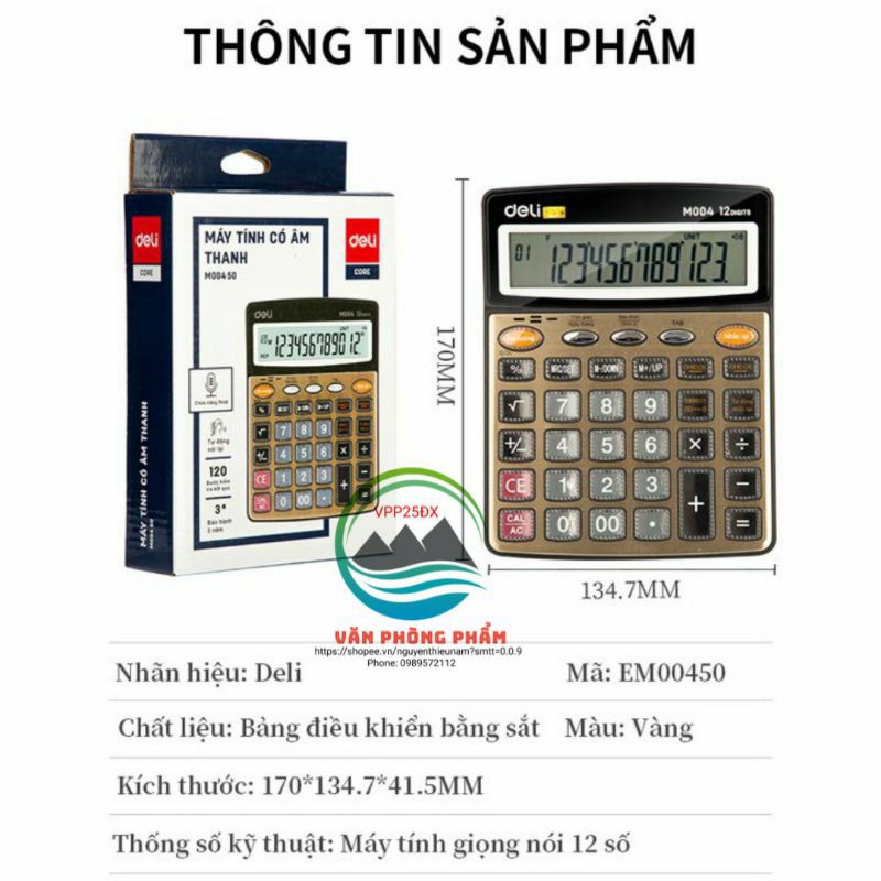 máy tính deli có âm thanh đọc số M00450