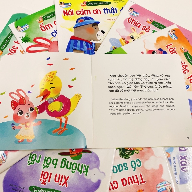 Sách - Bộ truyện tranh kỹ năng giao tiếp cùng con lớn khôn song ngữ 10 quyển cho bé từ 2 tuổi