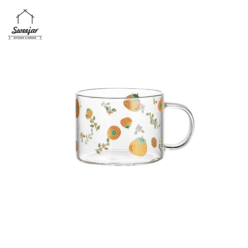 Sweejar Ly Thủy Tinh Chịu Nhiệt Có Tay Cầm Dùng Được Trong Lò Vi Sóng Dung Tích 500ML