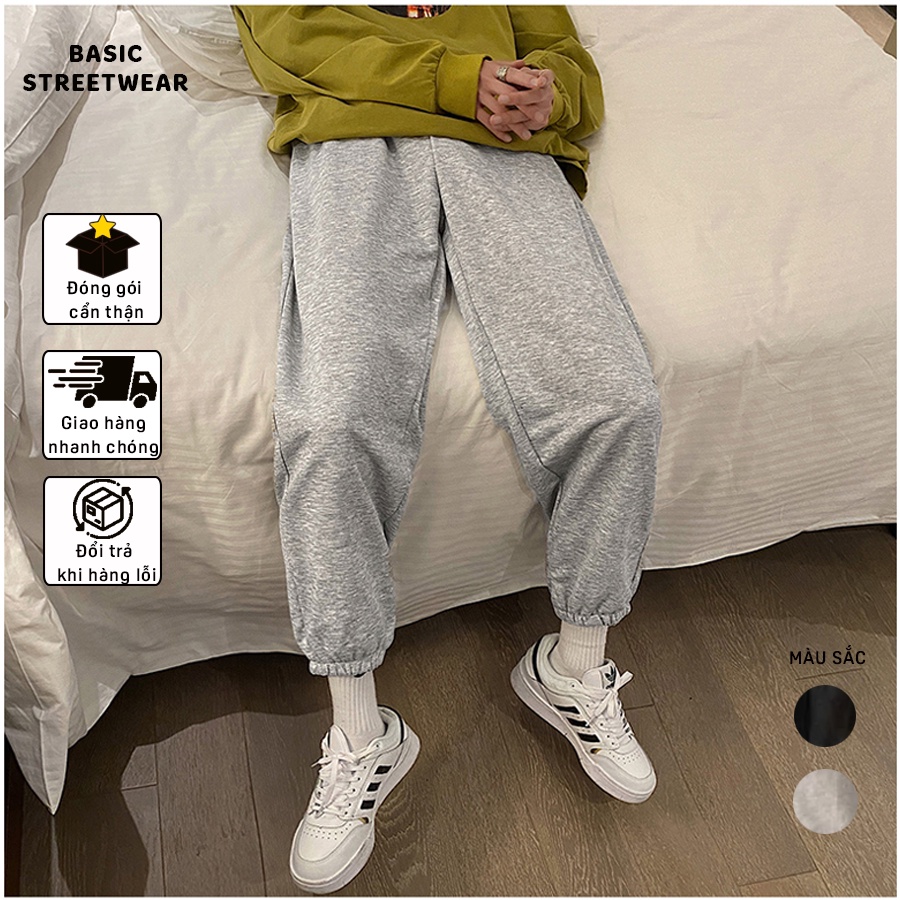 Quần Ống Rộng Nam Nữ Unisex Basic Streetwear, Quần Jogger Kiểu Dáng Thể Thao Ulzzang bo gấu ( QNB02 )