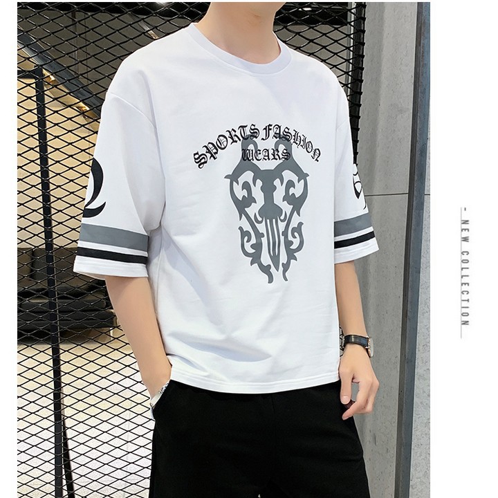 Bộ quần áo nam thể thao cộc tay mặc mùa hè in Hoa Văn, chất thun cotton 2 màu đen/trắng VST | BigBuy360 - bigbuy360.vn