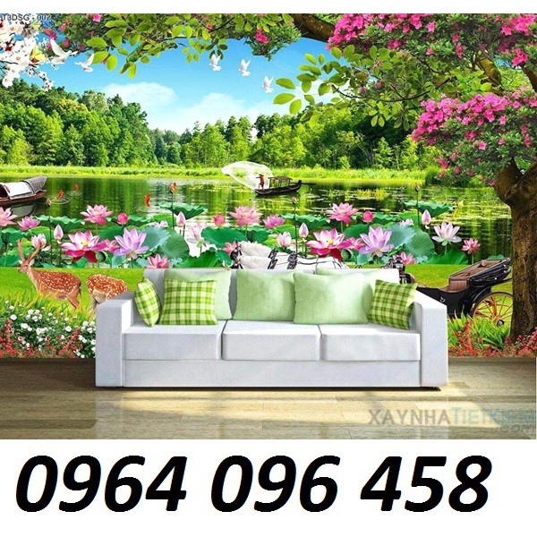 gạch ốp tường 3d mẫu tranh hoa sen - 09BV | BigBuy360 - bigbuy360.vn