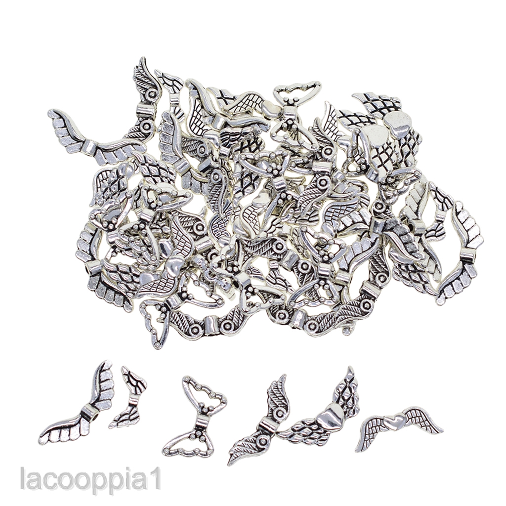 60Pcs Tibetan Silver Butterfly Angel Wing Spacer Charm Beads Jewelry DIY