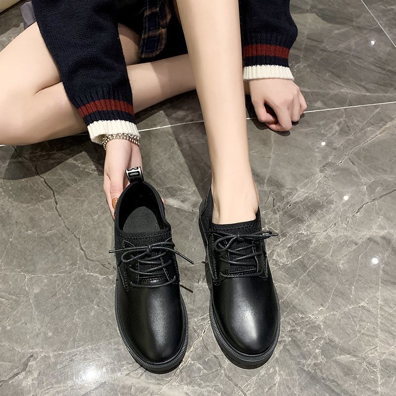 1G06 Giày Oxford nữ giày da lì phối vải thun 812 | BigBuy360 - bigbuy360.vn