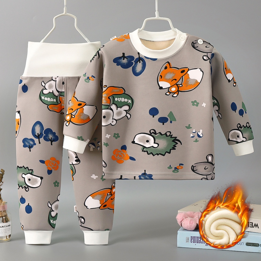 Bộ quần áo lót nỉ lông Dài tay Cạp cao Giữ nhiệt