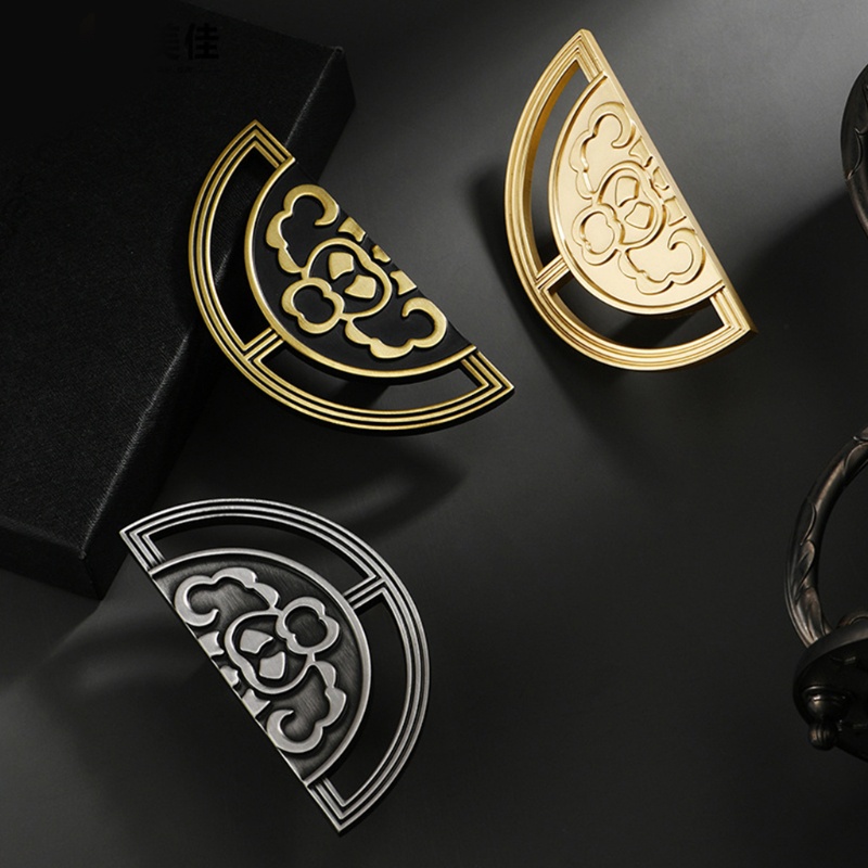 Tay Nắm Ngăn Kéo Tủ Bằng Hợp Kim Kẽm Họa Tiết Bán Nguyệt Phong Cách Trung Hoa Cổ Điển