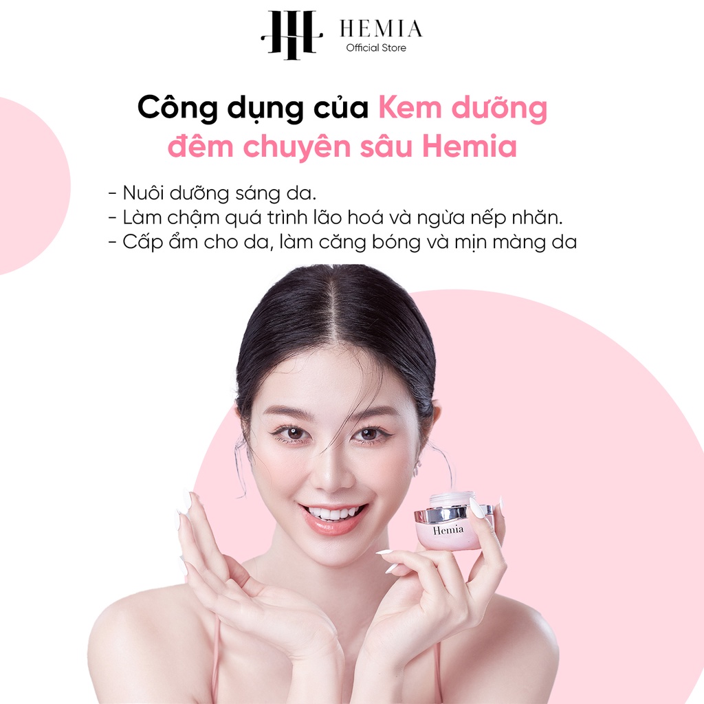 Kem face Hemia dưỡng ẩm dưỡng trắng phục hồi da mặt ban đêm nhập khẩu chính hãng Hàn Quốc hũ 35g