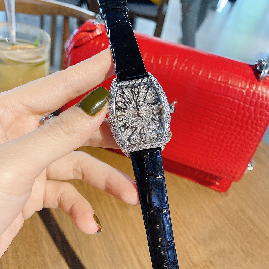 Set Đồng Hồ Nữ Davena 31525 Dây Da Đen Silver - Kèm Dây Da Trắng