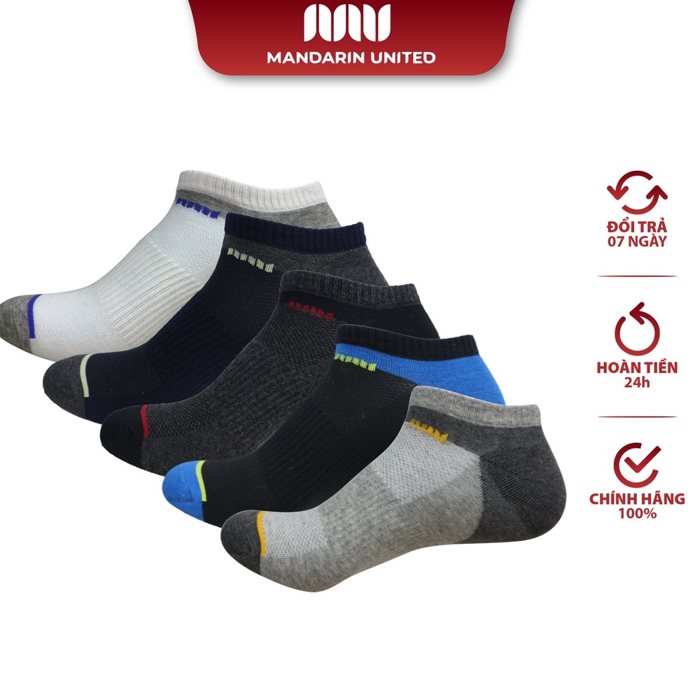 Combo 5 tất nam MANDARIN UNITED cổ ngắn thấm hút cao cấp made in Vietnam - 03304
