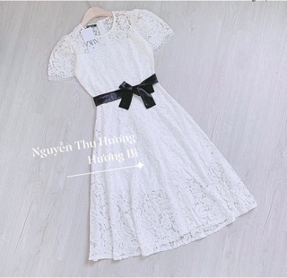 Váy ren trắng nơ đen