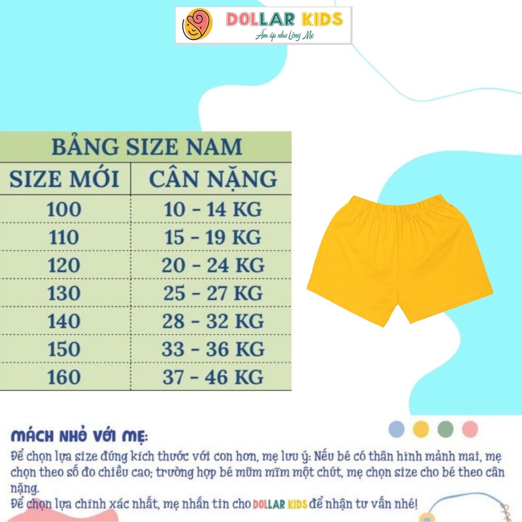 Quần Đùi Bé Trai 100%Cotton DOLLARKIDS Từ 10kg Đến Size Đại