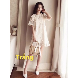 Đầm suông tay con bèo lai hoa nổi