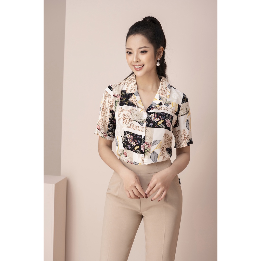 Áo Sơ Mi Lụa Nữ Cao Cấp LUPERI Dáng Suông, Cổ Chữ V Thanh Lịch, Vải Lụa Cát Hàn Không Nhăn, Không Bai Xù LFSM1211