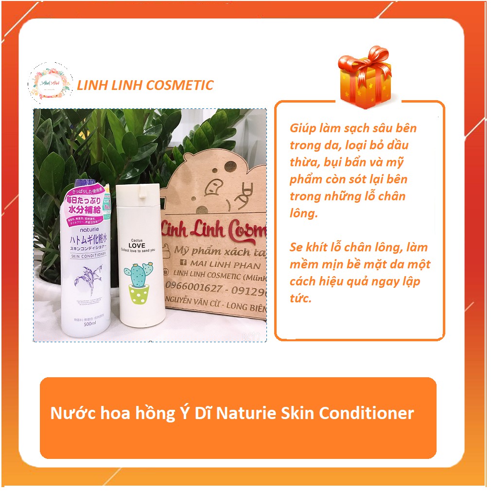 (tặng bình nước xương rồng) LOTION DƯỠNG ẨM HẠT Ý DĨ NATURIE / Lotion Naturie Hatomugi Skin Conditioner