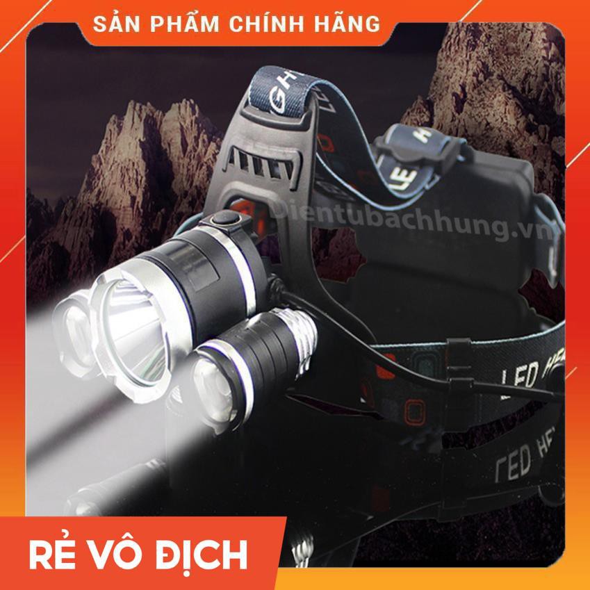 [FREE_SHIP CHÍNH HÃNG BH TRỌN ĐỜI] Đèn pin đội đầu 3 bóng SIÊU SÁNG chiếu sáng cực xa