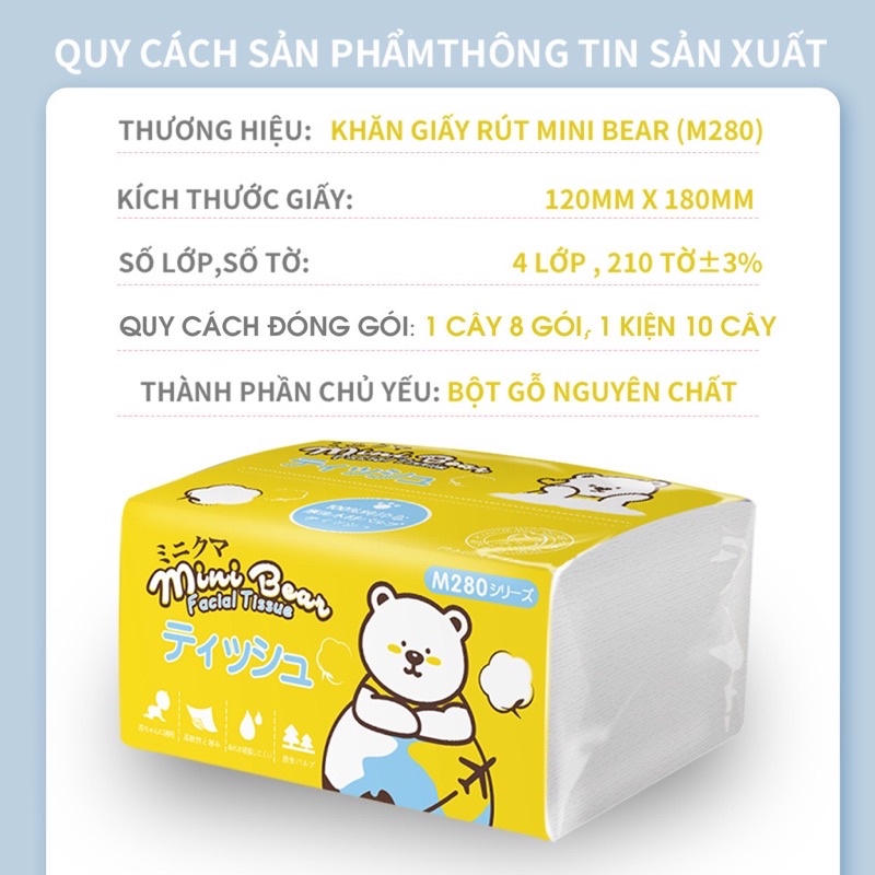 Khăn giấy khô đa năng MiniBear không bụi vụn