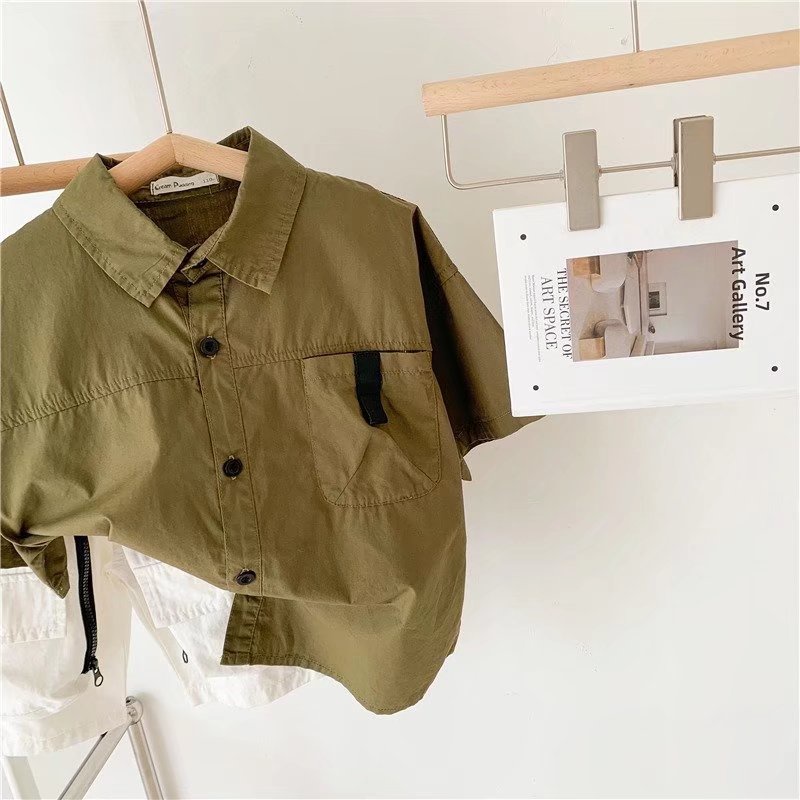 Áo sơ mi BXPB tay ngắn thời trang mùa hè cho bé trai 5-15 tuổi