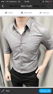 Áo sơ mi lụa vân chìm 3 màu trắng, đen và ghi