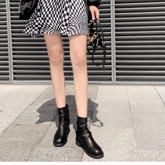 [Mã FASHIONGREEN15 giảm 10% tối đa 30k đơn từ 99k] Bốt boot ulzzang da nhăn cổ lửng hot trend 2 màu đen -kem | BigBuy360 - bigbuy360.vn