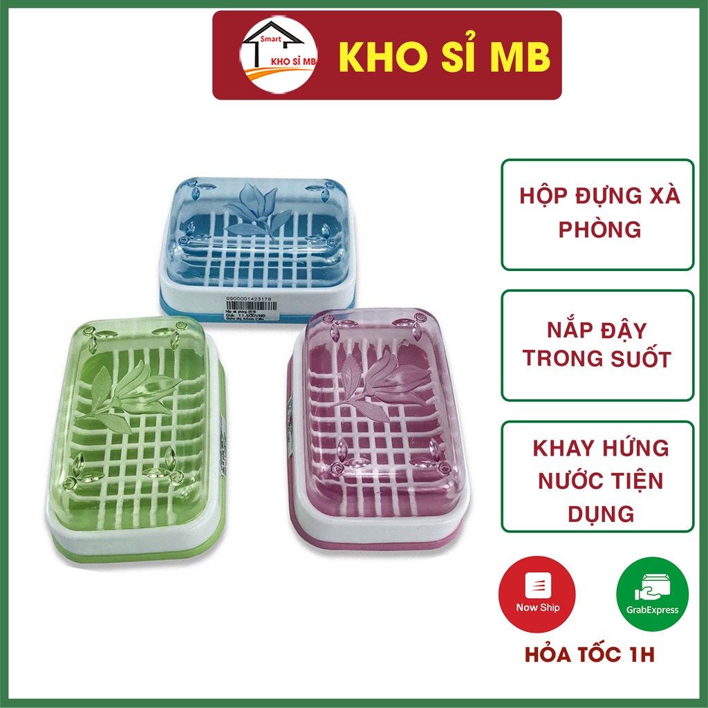 Hộp đựng xà phòng, xà bông tắm có nắp đậy, bình đựng xà phòng có khay hứng nướcViệt Nhật kho sỉ mb