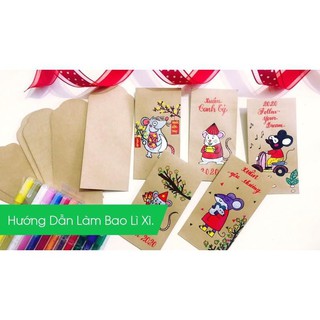 Set 10 bao lì xì Kraft trơn (Kraft, Trắng, Đen) giấy dày - Bao thư dài giấy Kraft phong bì thư