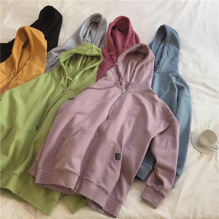 [Order] Áo Khoác Nỉ Trơn Unisex, Áo Hoodie Có Mũ Kéo Khóa Chất Da Cá Hot (Kèm ảnh thật)