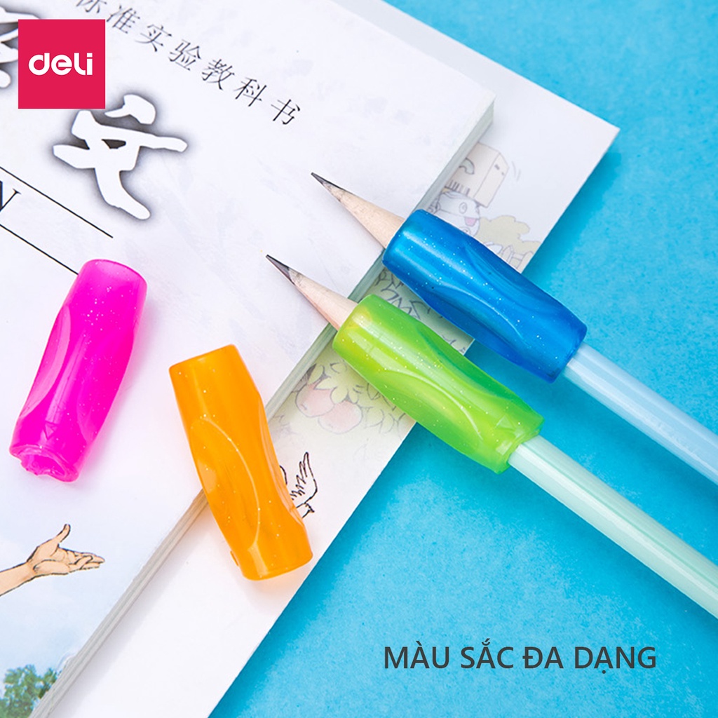 Dụng cụ hỗ trợ cầm nắm bút cho học sinh Deli - Đệm tay- giúp bé tập viết hỗ trợ định vị tay bút - vỉ 4 chiếc - 507