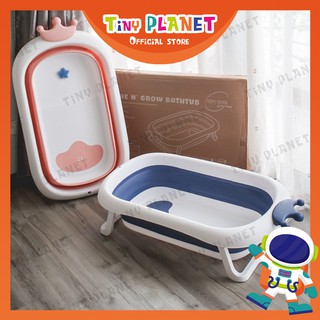 Chậu tắm gập gọn size lớn Tiny Tots cho bé combo kèm phao