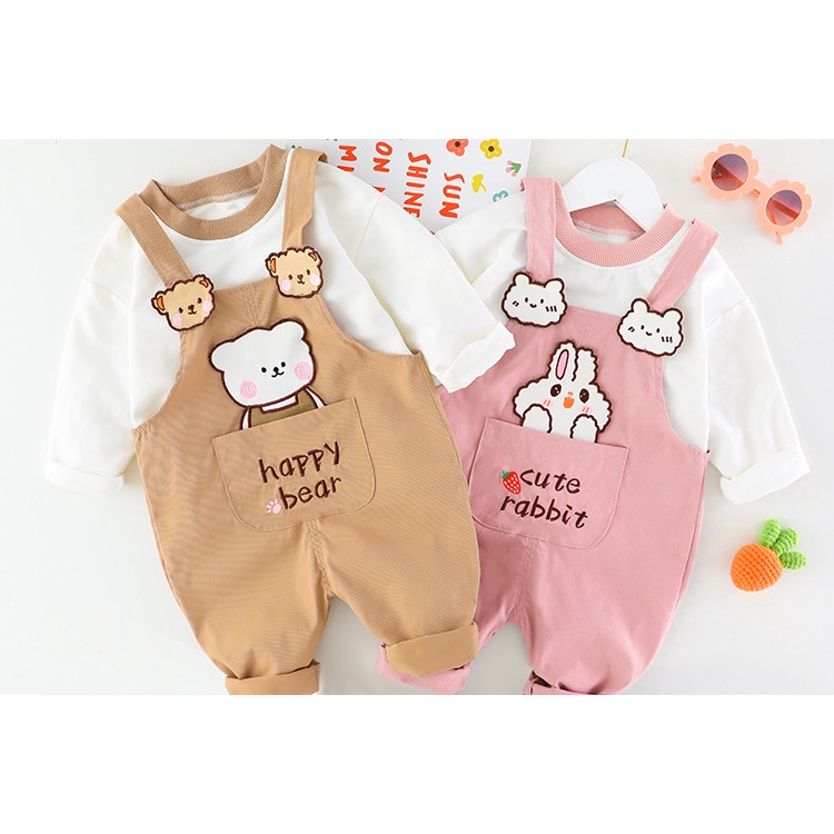 body dài tay kiểu yếm họa tiết động vật dễ thương cho bé