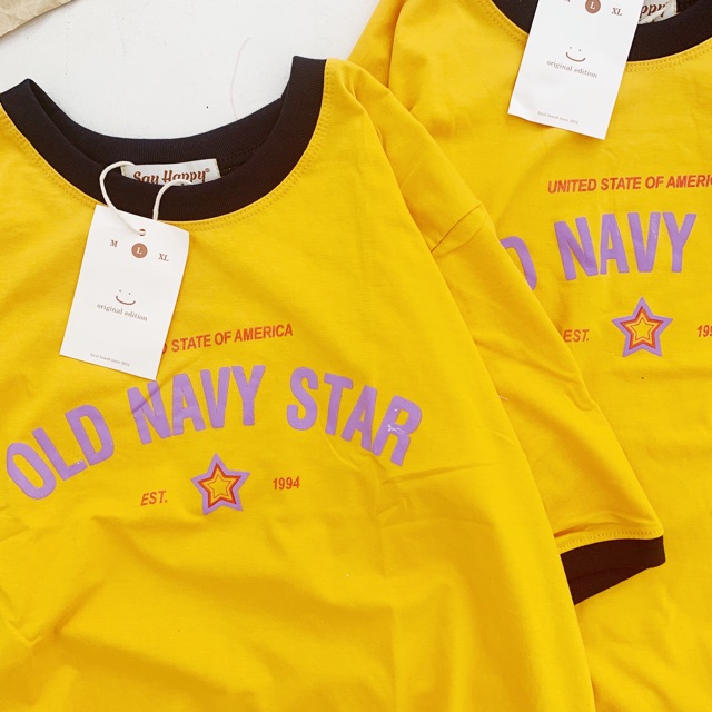 Áo Thun Nam Nữ Unisex Form Rộng Tay Lỡ In OLD NAVY START Sành Điệu Say Happy