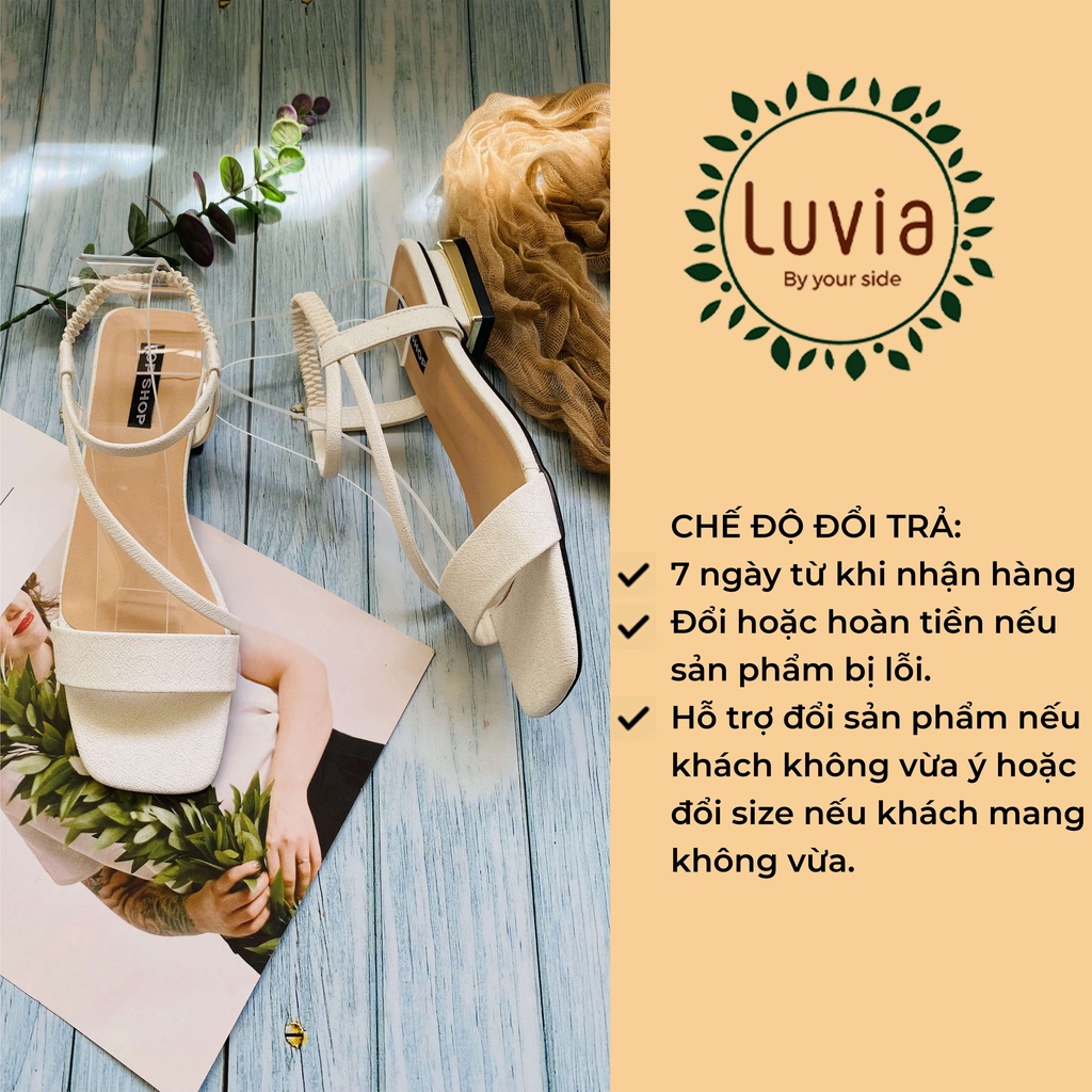 Sandal cao gót nữ 2 phân quai mảnh gót vuông ánh kim tuyến Luvia 19CG