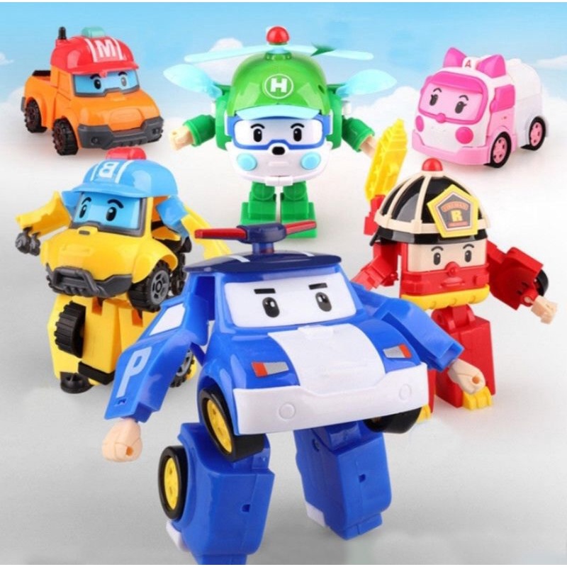 [Bộ 6 Hình ]_ Đồ Chơi Biến Hình Biệt Đội Xe Cứu Hộ Robocar Poli Cho Bé
