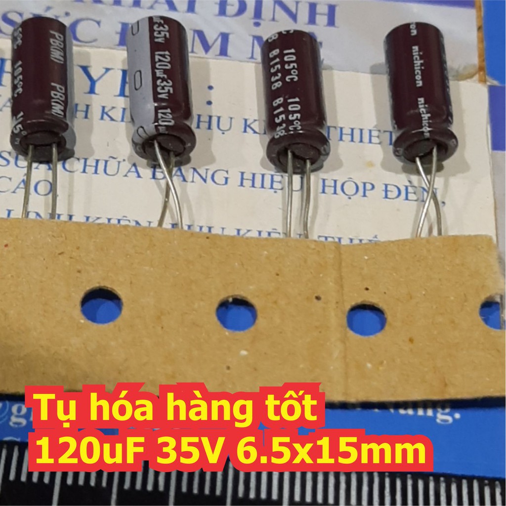 10 con Tụ hóa tụ phân cực hàng tốt 120uF 35V 6.5x15mm kde6953