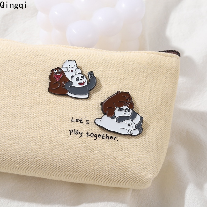 Huy hiệu cài áo Miss Zoe hình ba chú gấu trúc hoạt hình dễ thương cho nữ