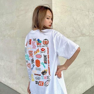 Áo thun tay lỡ nữ freesize phông form rộng dáng Unisex, mặc lớp, nhóm, cặp in chữ SWE CÁCH TÂN màu trắng