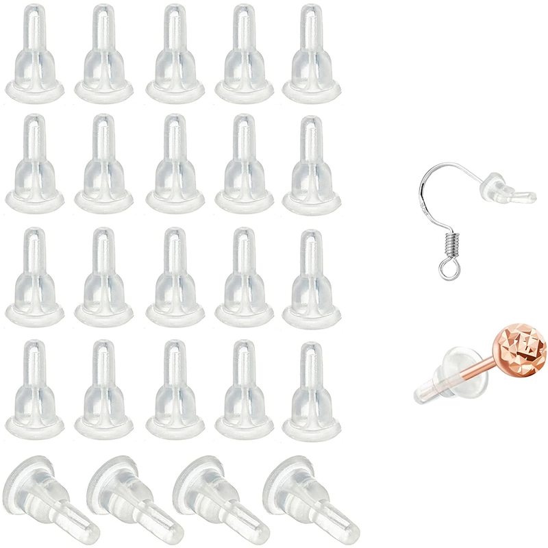 Bộ 10 Nút Khuyên Tai Bằng Silicon Trong Suốt Chống Dị Ứng Tiện Dụng