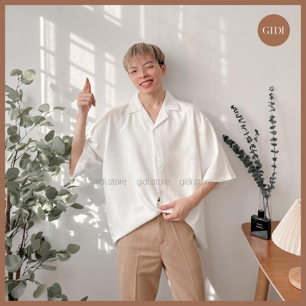 Áo Sơ mi cổ VEST - Nam Nữ Unisex form rộngmàu TRẮNG/ ĐEN (Ảnh thật 100%)