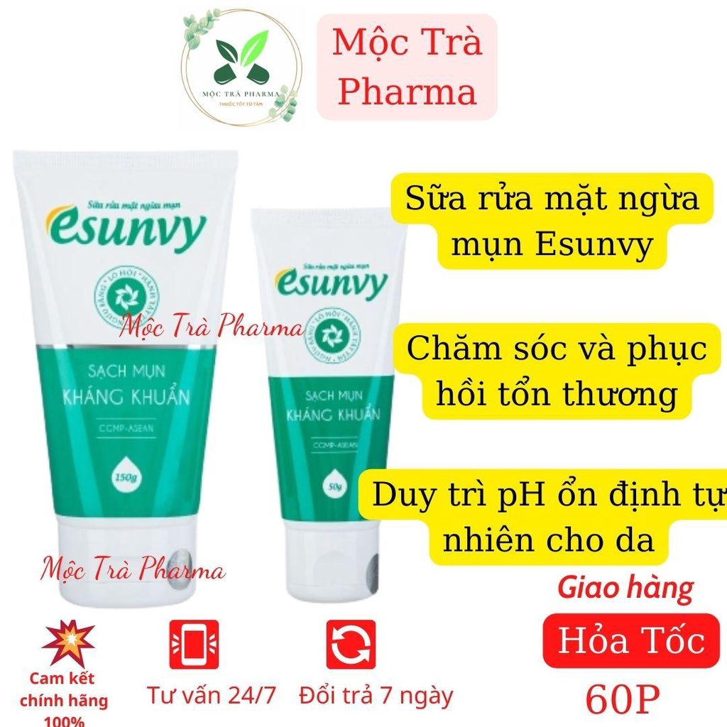 [Chính hãng] Sữa rửa mặt sạch mụn - Esunvy từ thảo dược, ngăn ngừa mụn đầu đen, mụn ẩn, mụn bọc, mụn cám, da dầu
