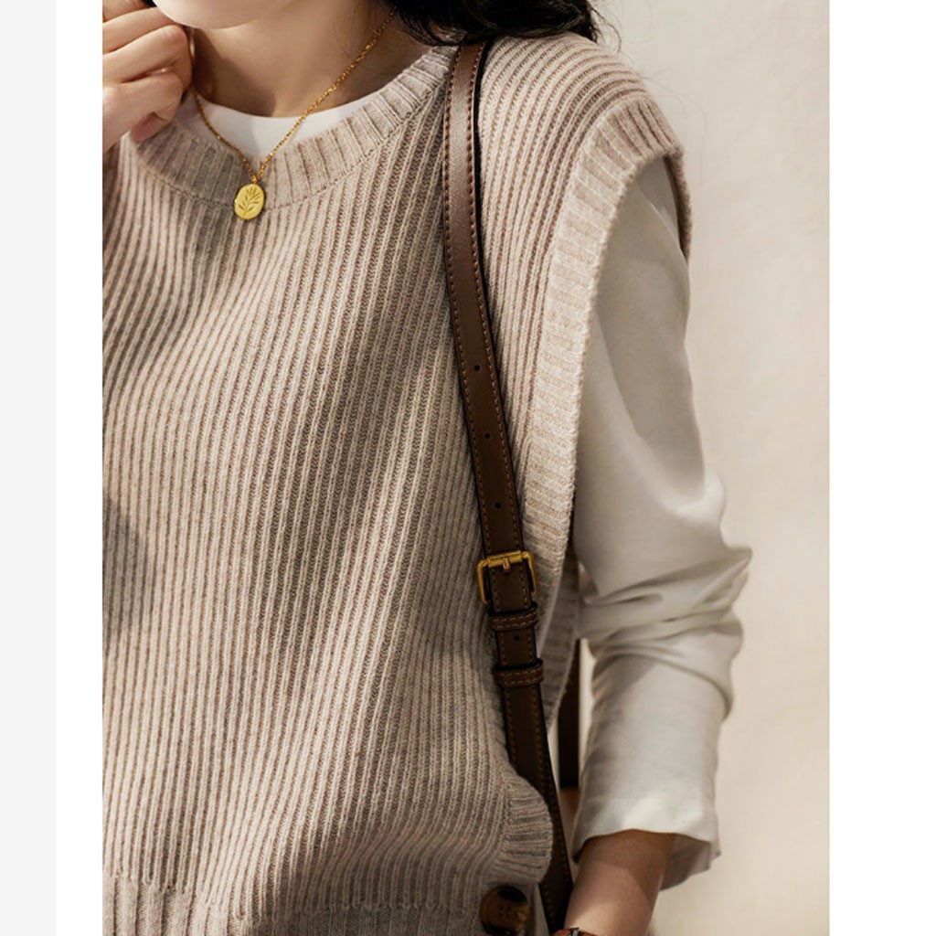 Áo gile len nữ xẻ sườn phong cách AL-214i