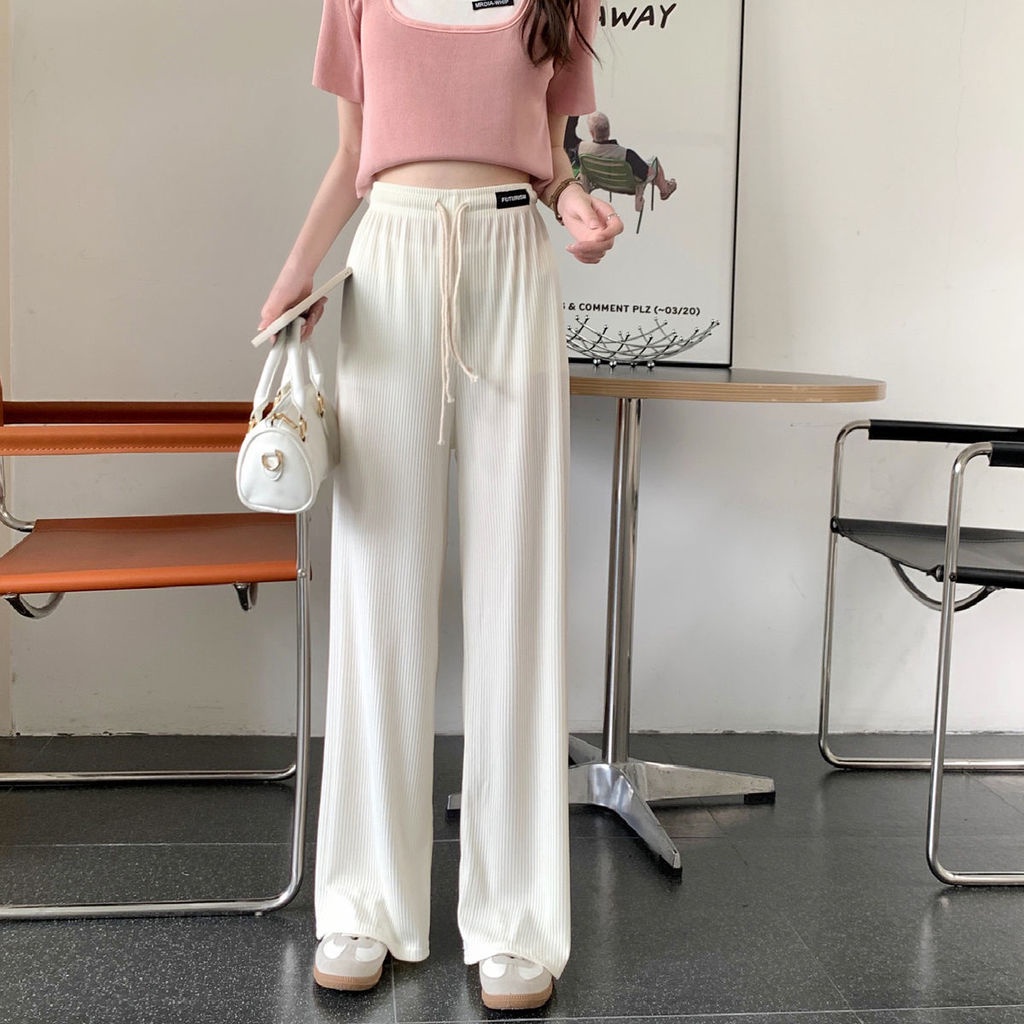 Quần Dài Lưng Cao Ống Rộng Thiết Kế Mới Thời Trang Theo Phong Cách Hàn Quốc Dành Cho Nữ