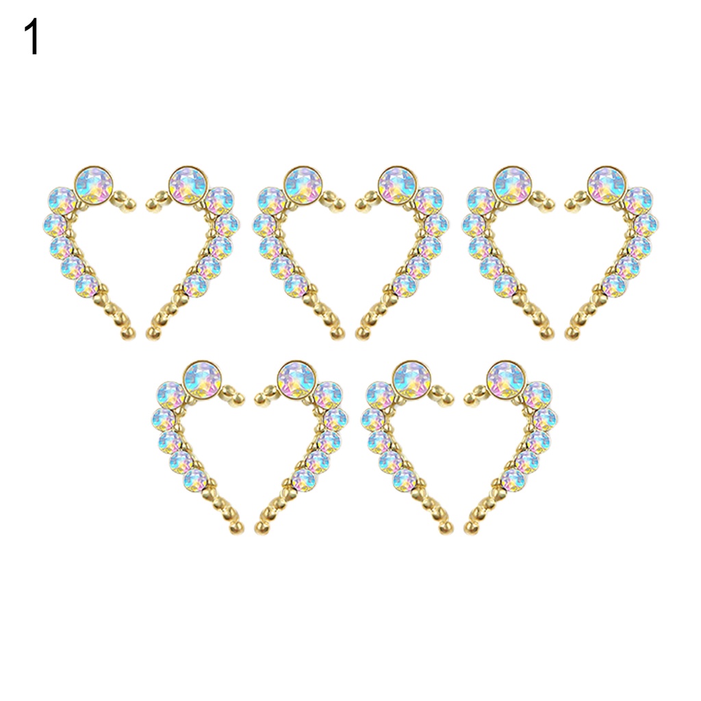 Bộ 10 Phụ Kiện Trang Trí Móng Tay Hình Trái Tim Bằng Hợp Kim DIY