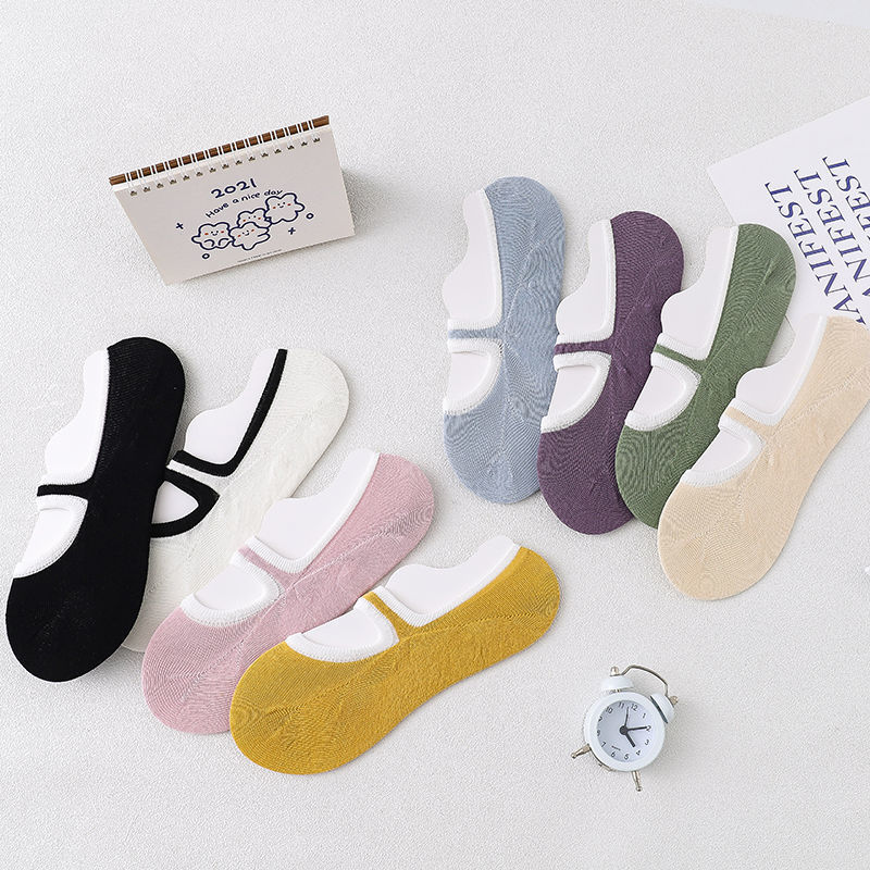 Vớ Thuyền Cotton Mỏng Màu Trơn Cổ Thấp Mẫu Mới Năm 2021 Phong Cách Nhật Bản Dễ Thương Cho Nữ