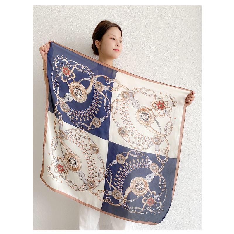 Khăn lụa vuông choàng cổ làm áo quấn tóc khổ lớn chất đẹp size 90x90cm - Mã 9012