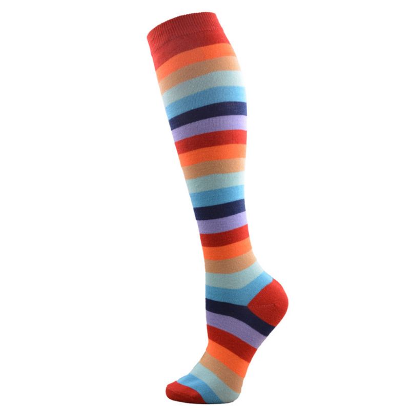 Youyo Vớ Cotton Dài Đến Đầu Gối Phối Sọc Cầu Vồng Nhiều Màu Sắc Hóa Trang Cho Nam Và Nữ